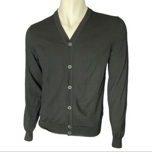 Men's Black V-Neck Button Cardigan Sweater